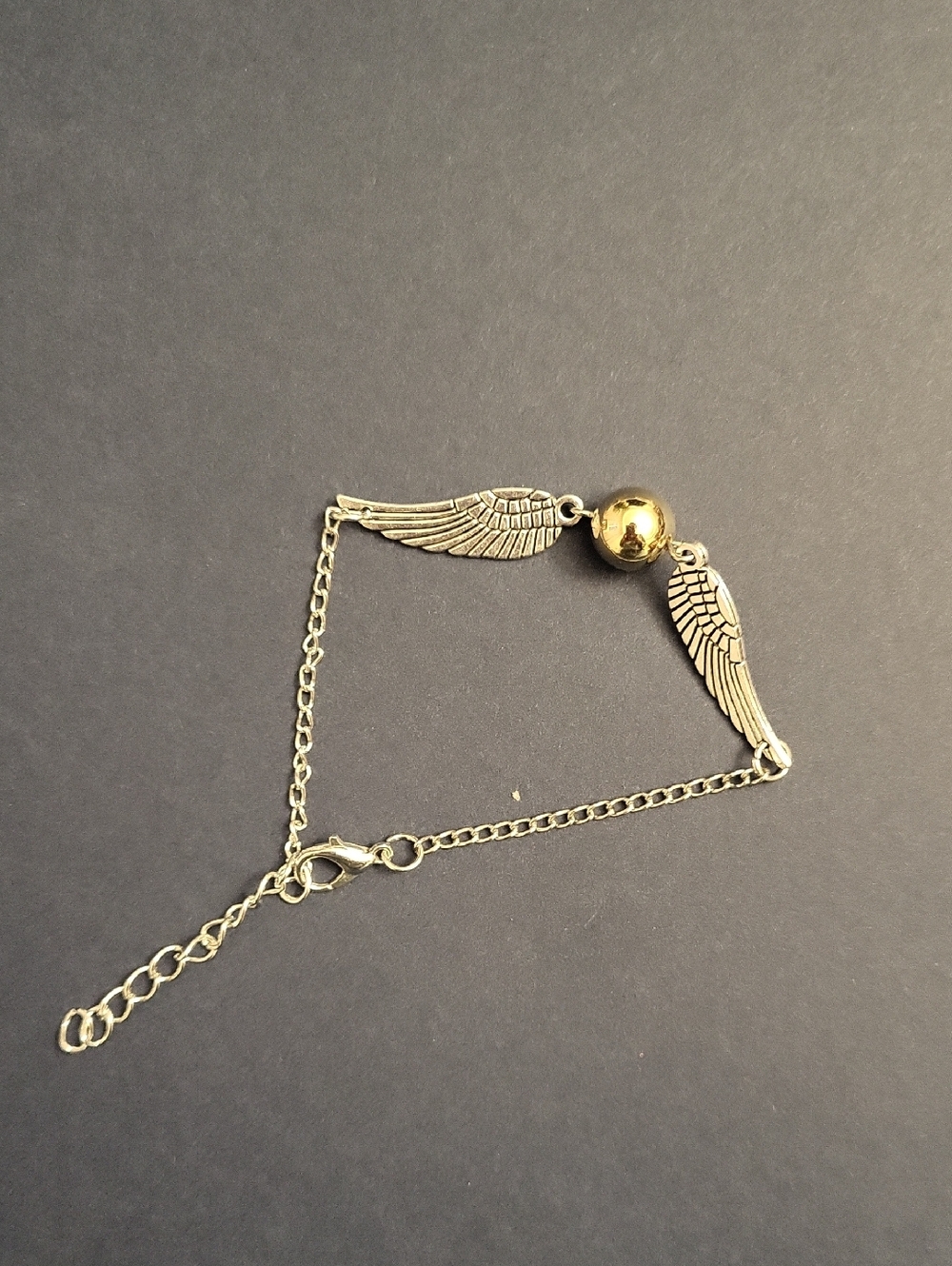 Silver Wing Charm Bracelet with Gold Accent - Women's Jewelry